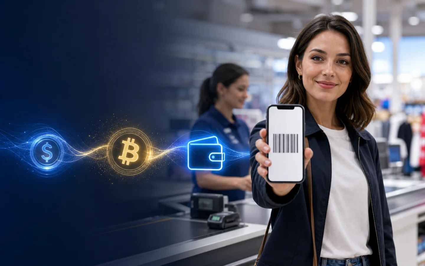 Customer showing a barcode for cash loading